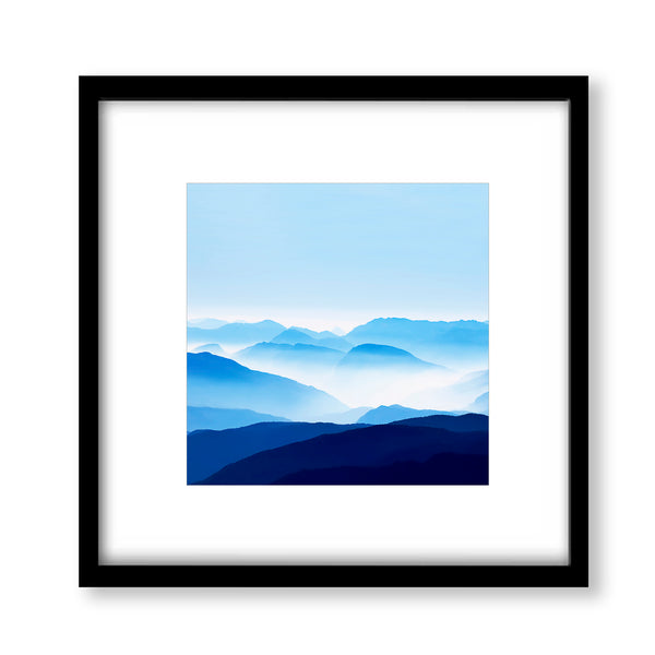 Blue Tone Mountains Horizon Textured Print - Land01