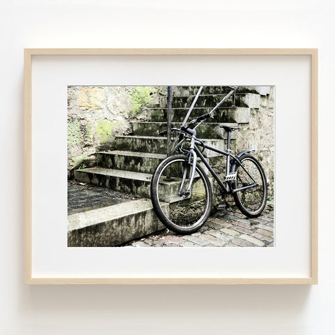 Bicycle at Staircase Textured Countryside Print - Land07