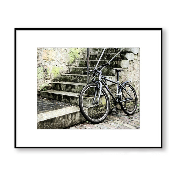 Bicycle at Staircase Textured Countryside Print - Land07