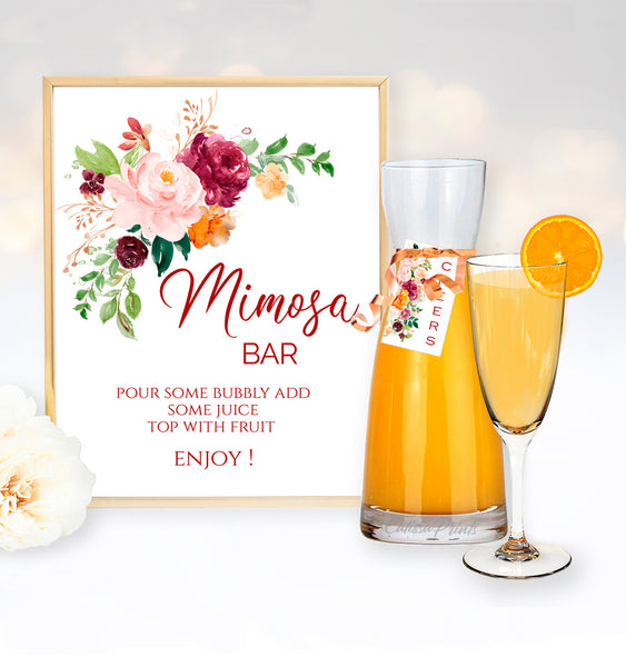Mimosa Bar Sign and Juice Labels / Tags Templates - Saffron Floral Design, M2