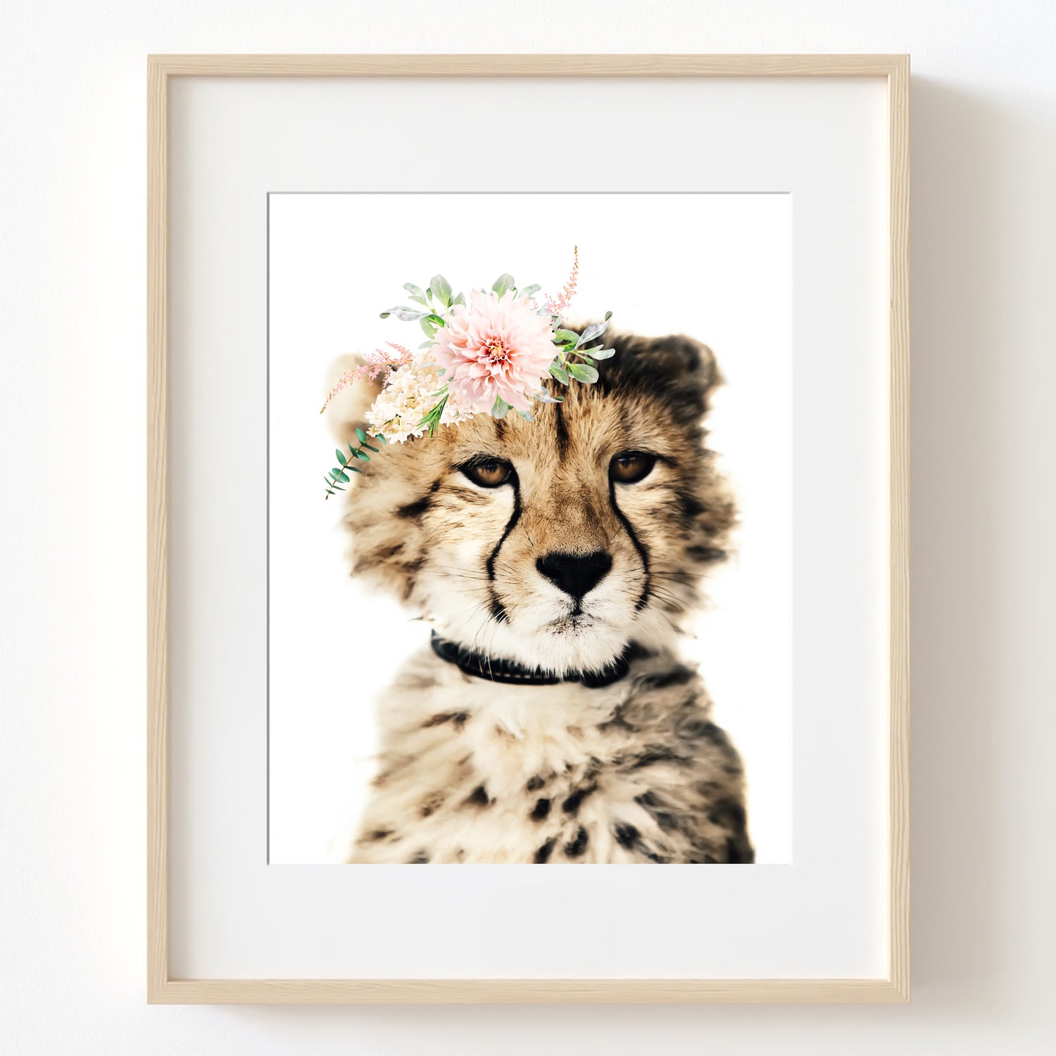 Cute Leopard Cub with Flower Crown Nursery Digital Printable in Multiple Sizes - NA1006A