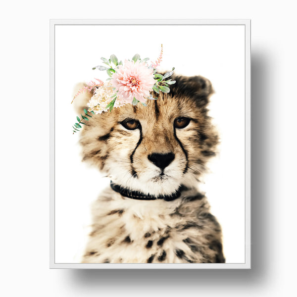 Cute Leopard Cub with Flower Crown Nursery Digital Printable in Multiple Sizes - NA1006A