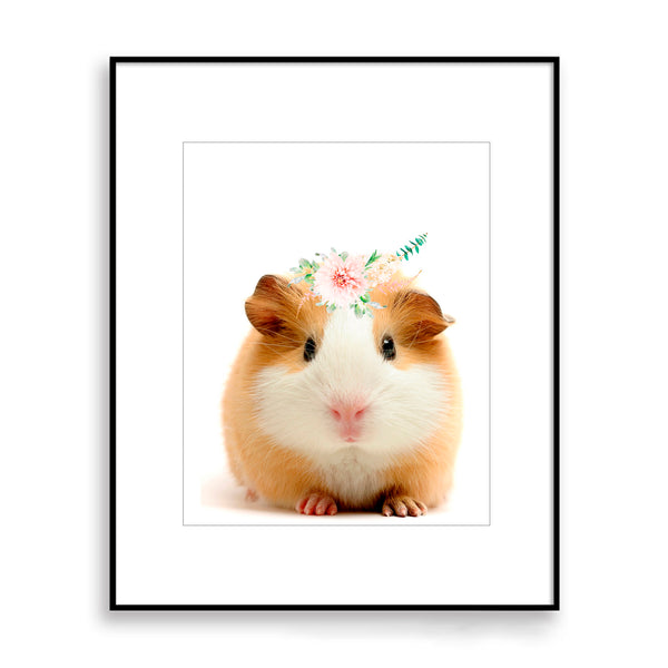 Adorable Guinea Pig with Flower Crown Nursery Printable Download in Multiple Sizes - NA1014A