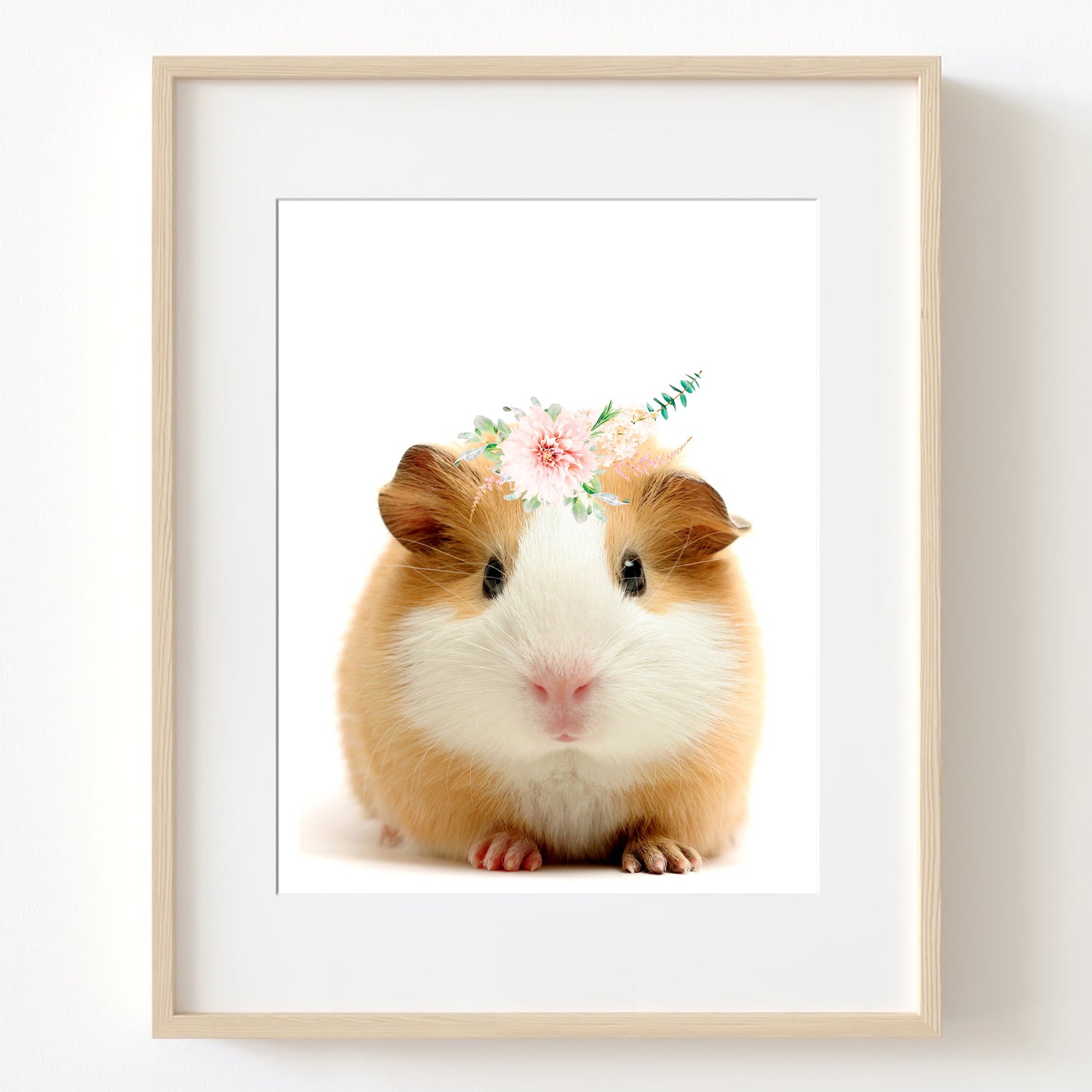Adorable Guinea Pig with Flower Crown Nursery Printable Download in Multiple Sizes - NA1014A