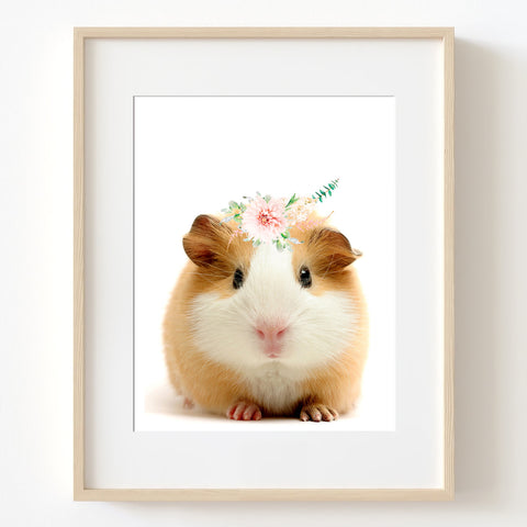 Adorable Guinea Pig with Flower Crown Nursery Printable Download in Multiple Sizes - NA1014A
