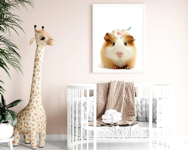 Adorable Guinea Pig with Flower Crown Nursery Printable Download in Multiple Sizes - NA1014A