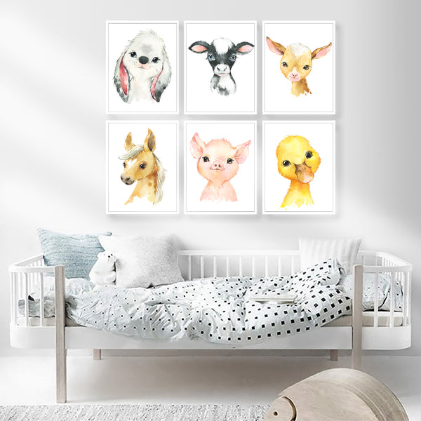 Farm Baby Animals Nursery Print Set of 6 Printable Art - NFSet01