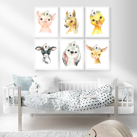 Farm Baby Animals Nursery Print Set of 6 Printable Art - NFSet02