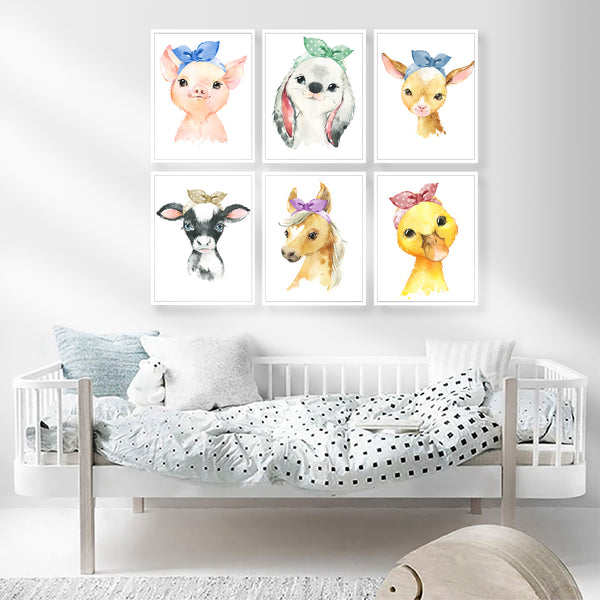 Farm Baby Animals Nursery Print Set of 6 Printable Art - NFSet04