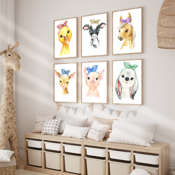 Farm Baby Animals Nursery Print Set of 6 Printable Art - NFSet04