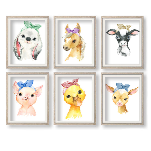 Farm Baby Animals Nursery Print Set of 6 Printable Art - NFSet04