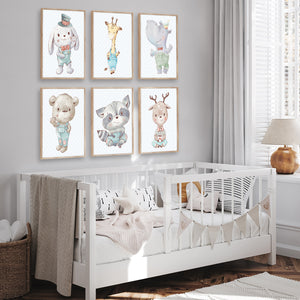 Adorable Baby Animals Nursery Set of 6 Printable Art - NLBSet02