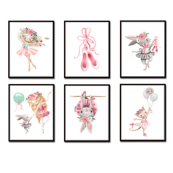 Ballerina Nursery Print Set of 6 Printable Art - NLGSet01