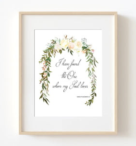 Bible Verse 'Found the One', Vanilla Creme Floral Nursery Print - NQ1054Q