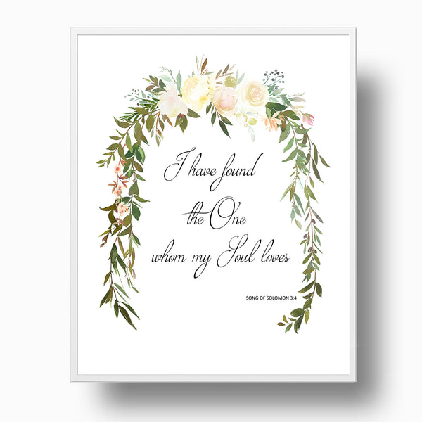 Bible Verse 'Found the One', Vanilla Creme Floral Nursery Print - NQ1054Q