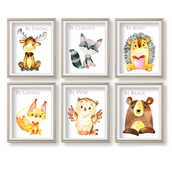 Woodland Forest Animals Nursery Print Set of 6 Printable Art - NWSet01