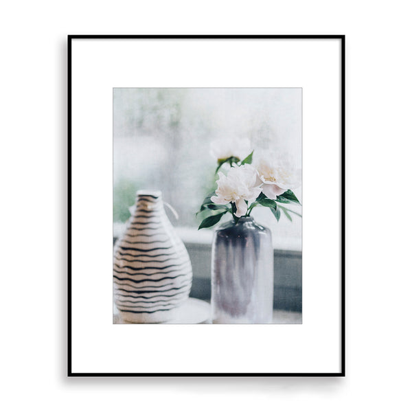 Pale Blue Subtle Gray Color Scheme Textured Still Life Print - SL02