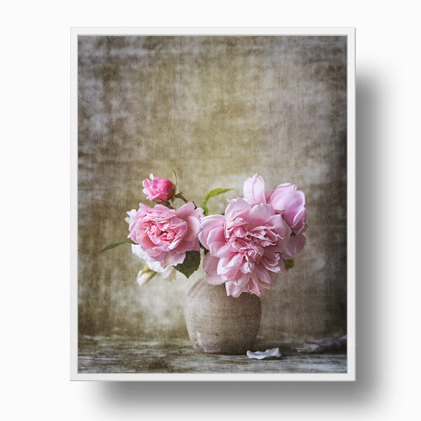 Blush Pink Rustic Peonies Textured Print - SL03
