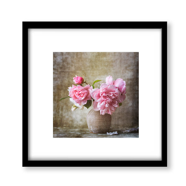 Blush Pink Rustic Peonies Textured Print - SL03