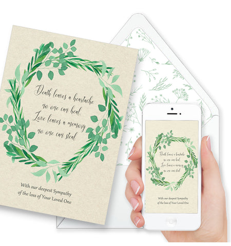 Sympathy Card, Green Wreath Design - Symp001