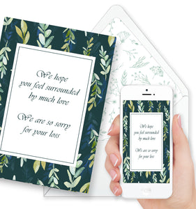 Sympathy Card Green Leaves Design, Symp009