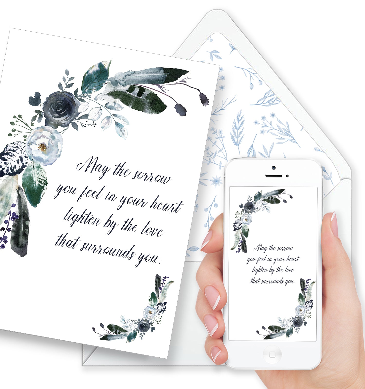 Sympathy Card Printable, Navy Blue Design - Symp015