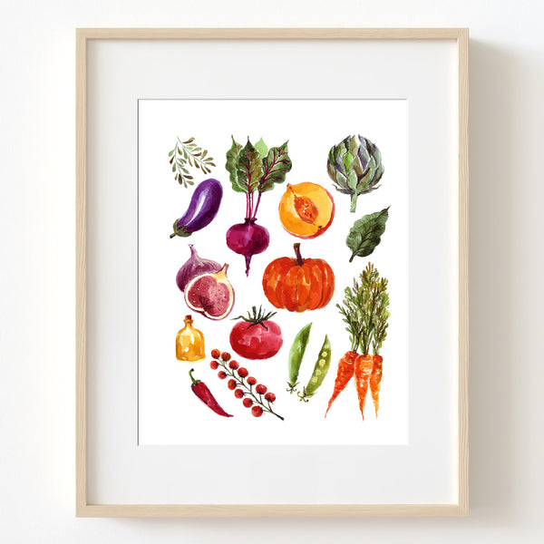 Mixed Fresh Veggies Print - Dining Room Wall Art - DA03