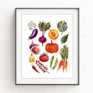 Mixed Fresh Veggies Print - Dining Room Wall Art - DA03
