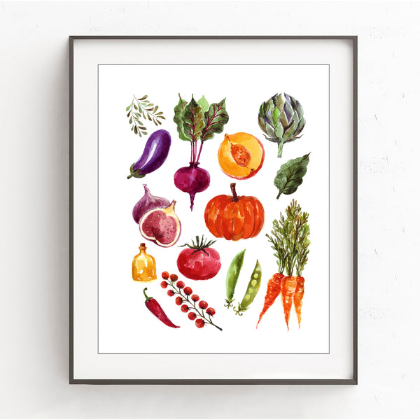 Mixed Fresh Veggies Print - Dining Room Wall Art - DA03