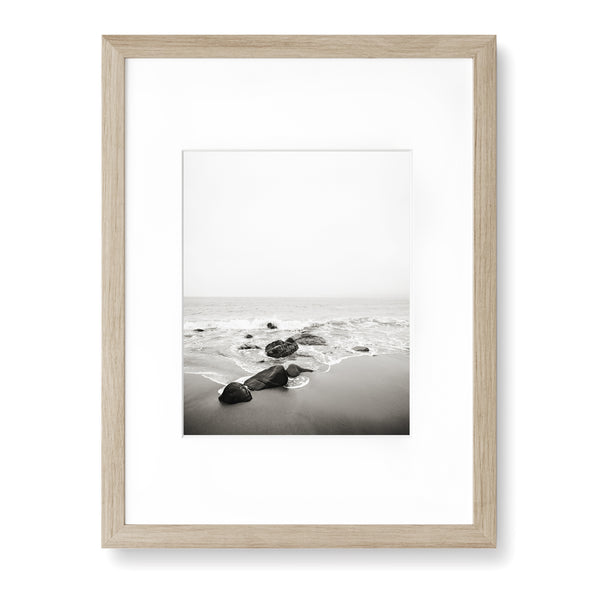 Rocky Sandy Beach Shore Monochrome Print - WCoast03
