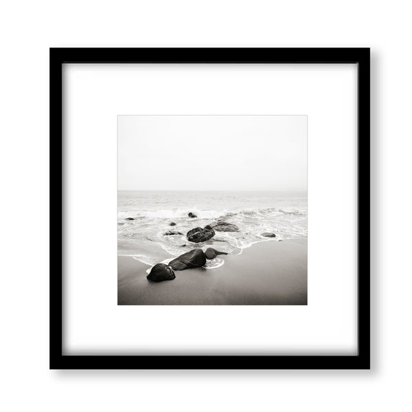 Rocky Sandy Beach Shore Monochrome Print - WCoast03