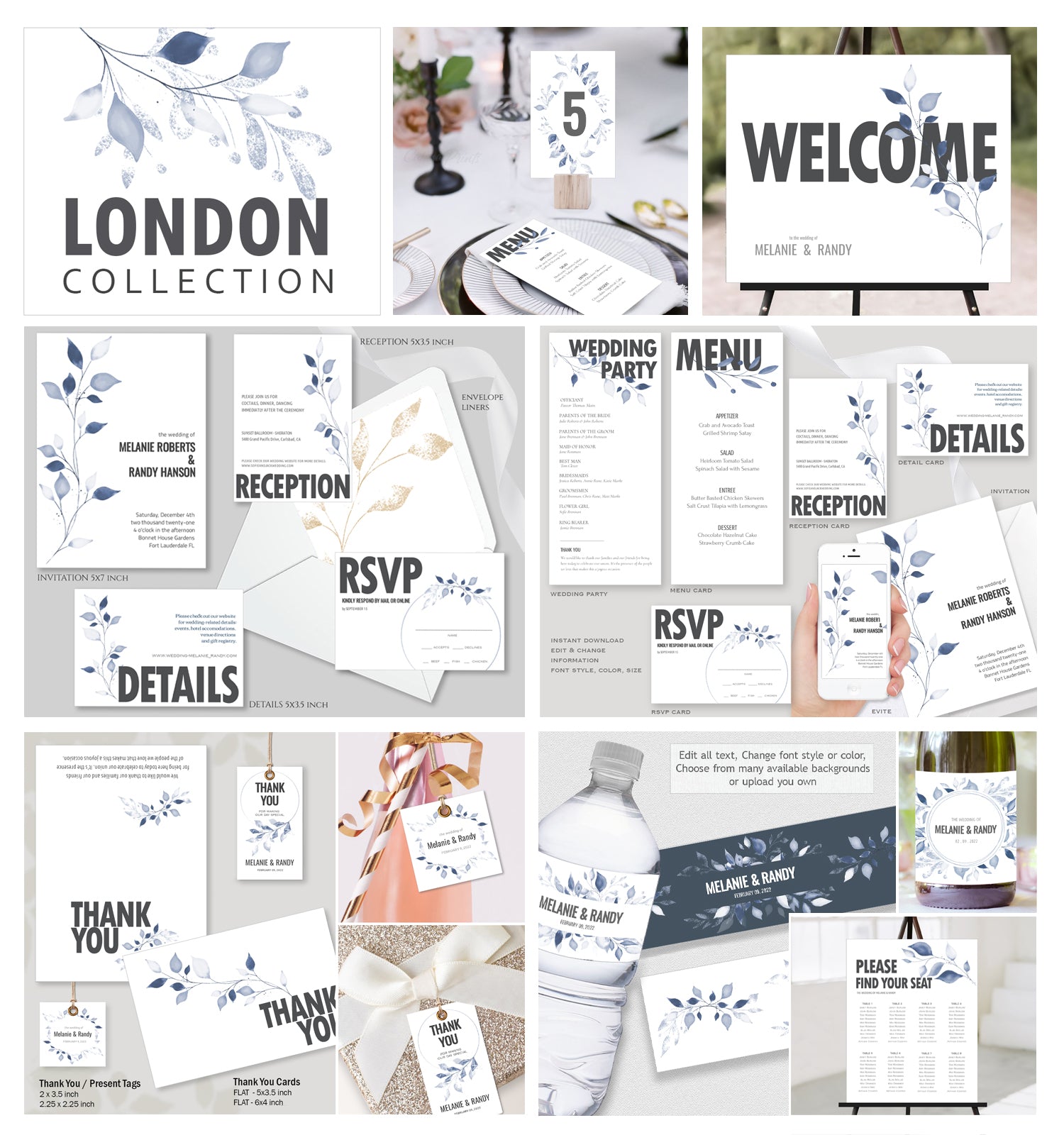 Wedding Collection 42 Templates, LONDON Design - WED11