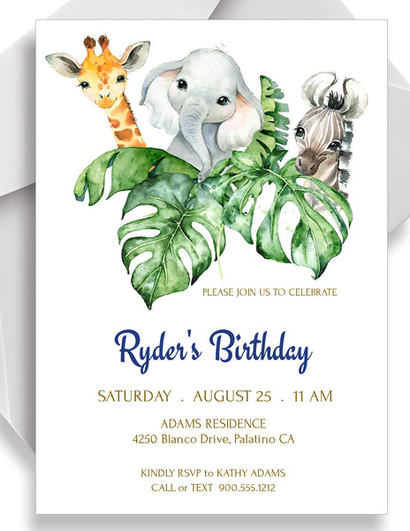 Birthday Party Invitation Combo Templates - Jungle Party Design, BD006 - CalissaPrints