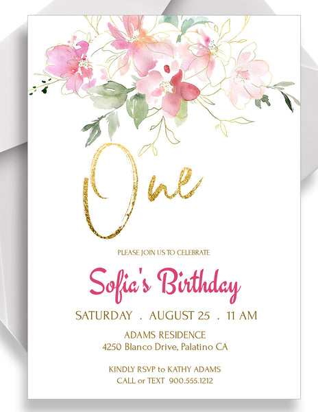 Birthday Party Invitation Combo Templates - Blush Pink Design, BD009 - CalissaPrints