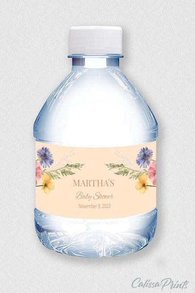 Baby Shower Water Bottle Label Template, Herbarium Design - Baby14