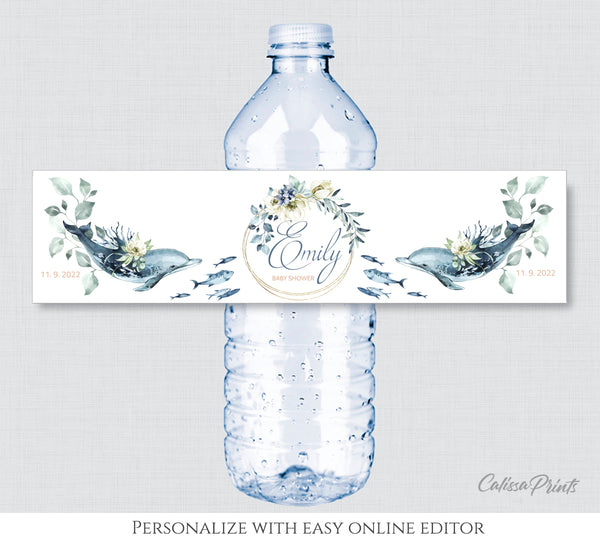 Baby Shower Water Bottle Label Template, Nautica Design - Baby15