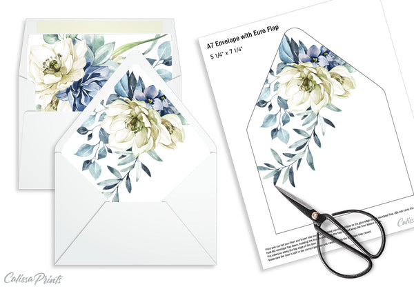 Baby Shower Party - 30 Editable Template Bundle - Blue Creme Flower Design, BABY18 - CalissaPrints