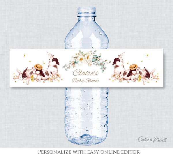 Baby Shower Water Bottle Label Template, Rustic Garden Design - Baby24