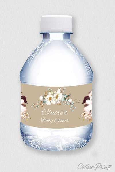 Baby Shower Water Bottle Label Template, Rustic Garden Design - Baby24