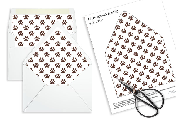 Party Favor Envelope Liner, Dog Paw Design, 10 Sizes, EL08 - CalissaPrints