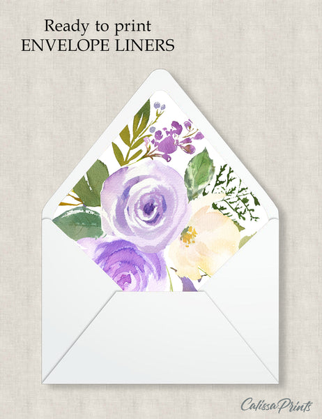 Party Favor Envelope Liner, Lavender Creme Design, 10 Sizes, EL18 - CalissaPrints