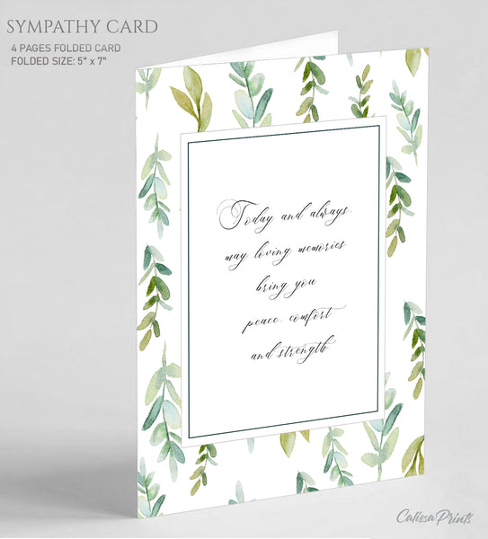 Sympathy Card Pastel Leaves Design, Symp010