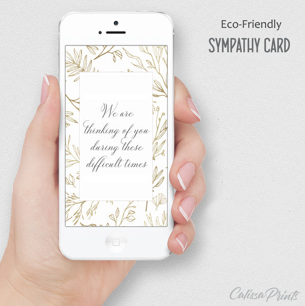 Sympathy Card Gold Leaves Design, Symp014