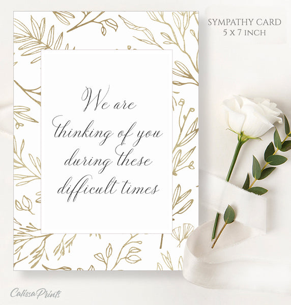 Sympathy Card Gold Leaves Design, Symp014