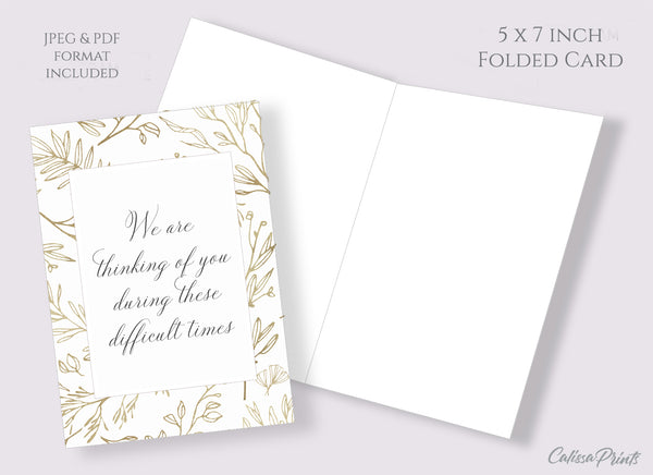 Sympathy Card Gold Leaves Design, Symp014