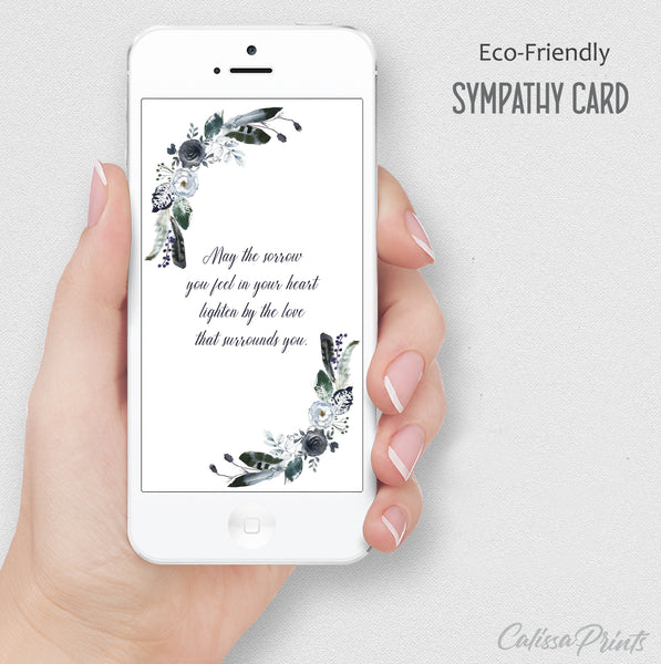 Sympathy Card Printable, Navy Blue Design - Symp015