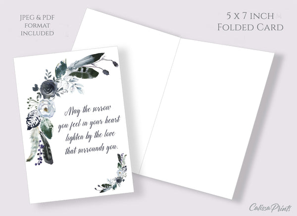 Sympathy Card Printable, Navy Blue Design - Symp015