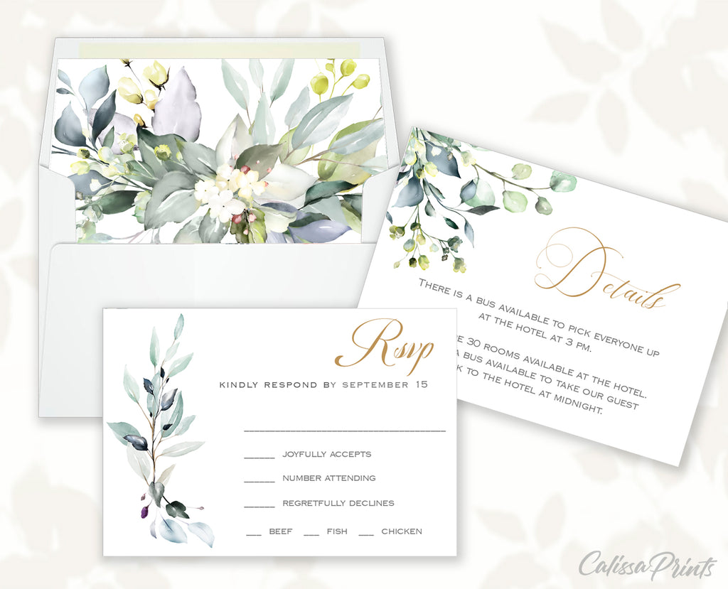 Herbs & Wildflowers Wedding Envelope Liners