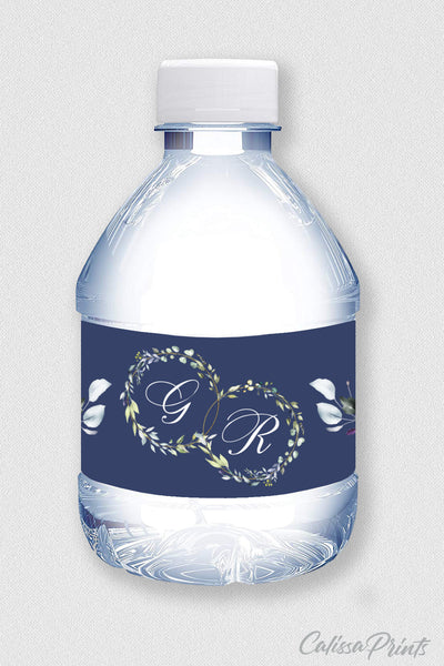 Wedding Water Bottle Label Editable Template, Green Yellow Leaves Herbs Design, Claire Collection WED01 - CalissaPrints