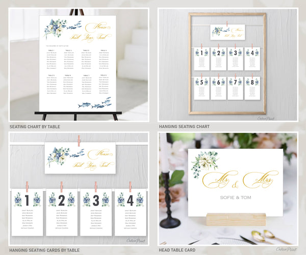 Wedding Bundle Template Set – OCEAN SIDE - Crème Blue Coastal Design, WED18 - CalissaPrints